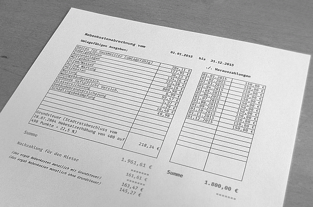 Nebenkostenabrechnung I + III